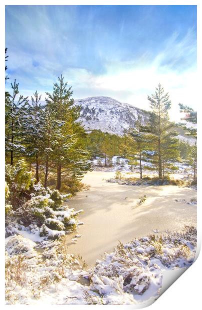 Scottish Highlands Snowy Mountain Print by DHWebb Art