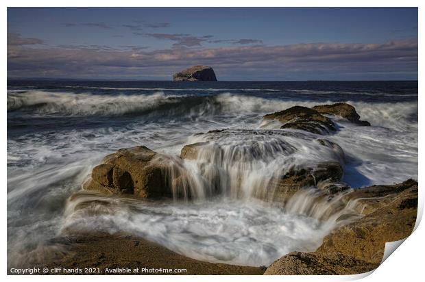 The cauldron with views to Bass Rock. Print by Scotland's Scenery