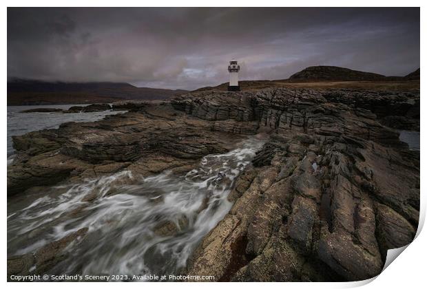 Rhue Lighthouse, North west Scotland. Print by Scotland's Scenery