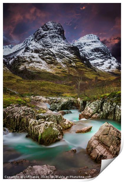 mountain scenery Glencoe, highlands, scotland, Uk. Print by Scotland's Scenery