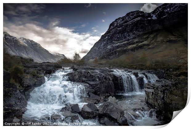 Waterfalls in Glencoe, Highlands, Scotland. Print by Scotland's Scenery