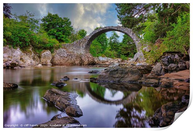 Carrbridge, highlands. The old pack horse bridge. Print by Scotland's Scenery