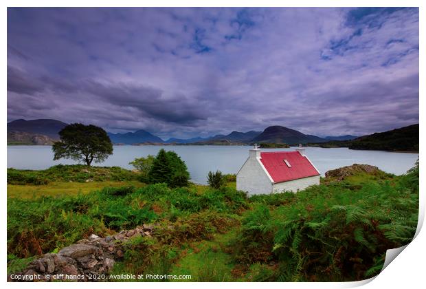 Red Croft house at Appleton, loch Torridon, west h Print by Scotland's Scenery
