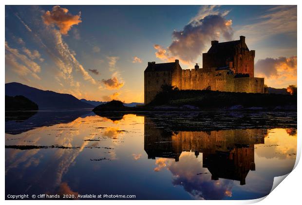 Eilean Donan Castle at sunset, Highlands, Scotland Print by Scotland's Scenery