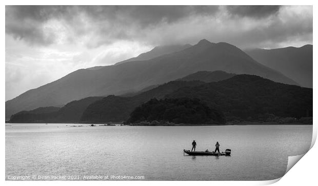 Fisherman on Lake Kawaguchi - Japan Print by Dean Packer
