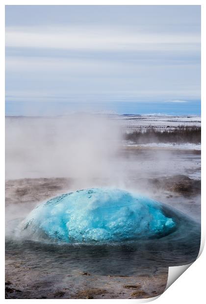 Erupting Geyser in Iceland Print by Christopher Stores