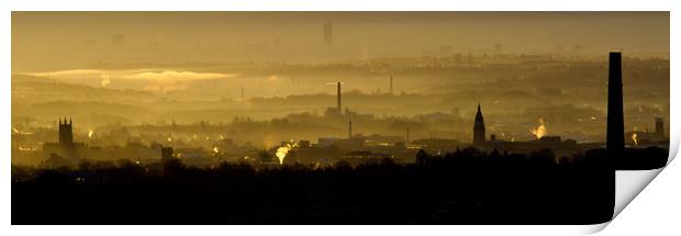 Sun Rise Over Bolton, with Manchester in the backg Print by Christopher Stores