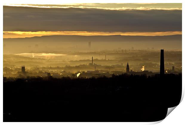 Sun Rise Over Bolton, with Manchester in the backg Print by Christopher Stores