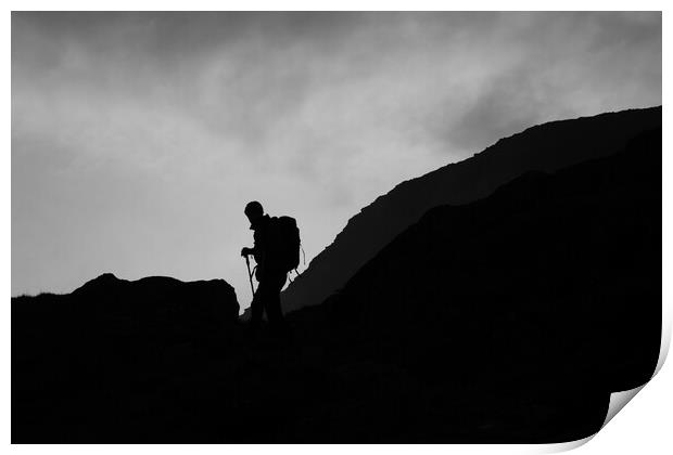 Silhouette of mountain guide  Print by Christopher Stores