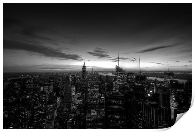 Black and white New York at sunset with the Empire Print by Christopher Stores