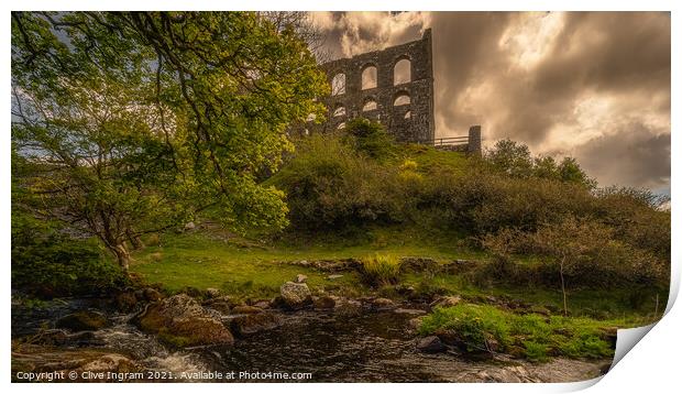 Yns Y Pandy Slate Mill Print by Clive Ingram