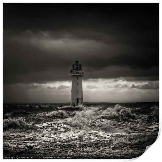 Perch Rock Lighthouse A Majestic Stand Print by Clive Ingram