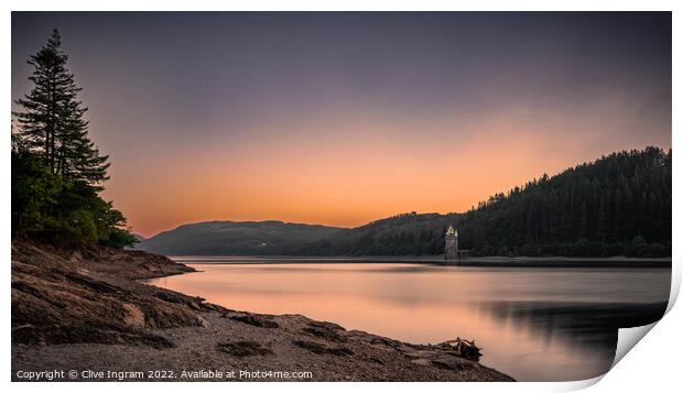 Summer dawn at Lake Vrnwy Print by Clive Ingram
