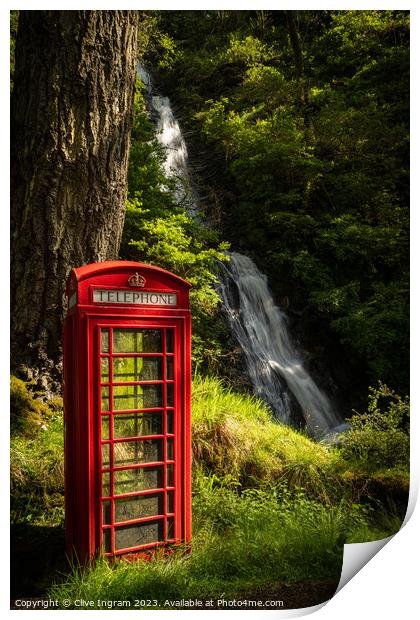 Rustic Red Telephone Booth Print by Clive Ingram