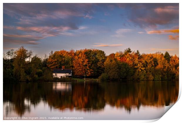 Autumn at the old boathouse Print by Clive Ingram