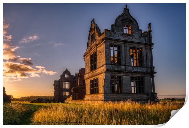 Golden Sunrise Over Moreton Corbet Castle Print by Clive Ingram