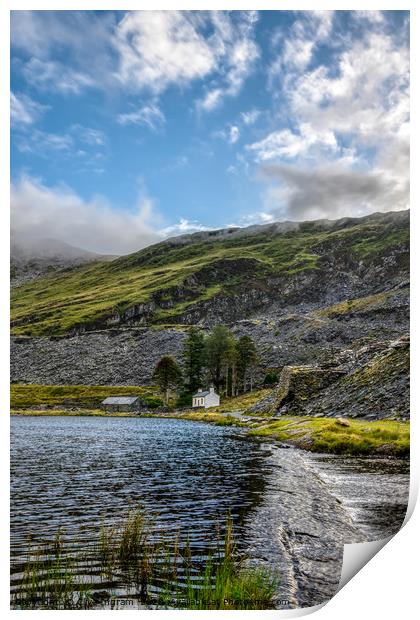 Tranquil White House in Rugged Welsh Slate Landsca Print by Clive Ingram