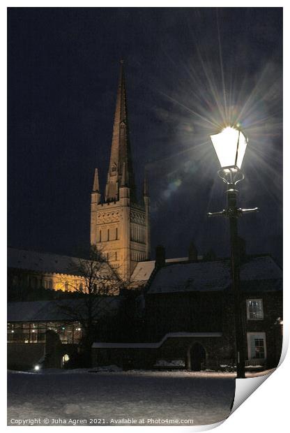 Norwich Cathedral Winter Print by Juha Agren
