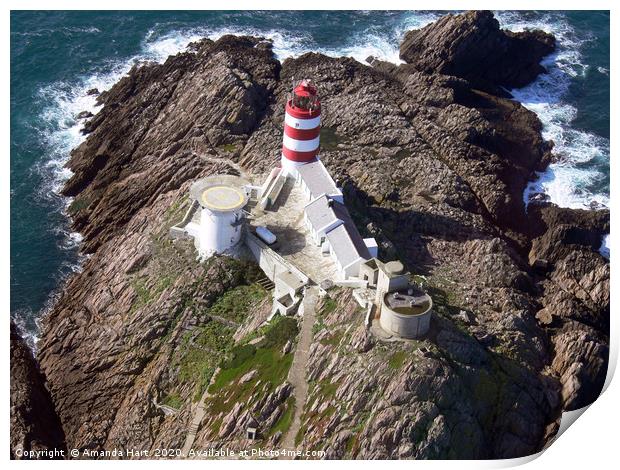 Aerial View of Casquets Lighthouse Print by Amanda Hart