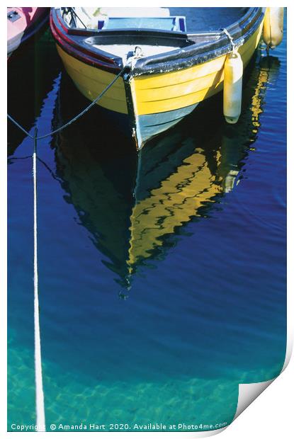 Boat Reflection Print by Amanda Hart
