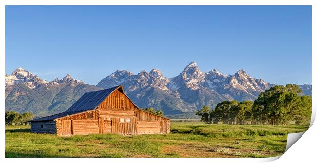 Barn at dawn on Mormon Row, Wyoming Print by Shaun Davey