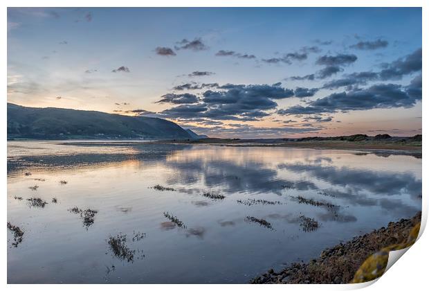 Reflections of Clouds - Sunset on Porlock Marsh Print by Shaun Davey