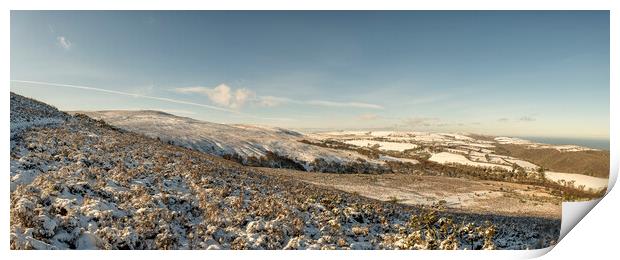 Snowy landscape around Dunkery Hill, Exmoor National Park Print by Shaun Davey