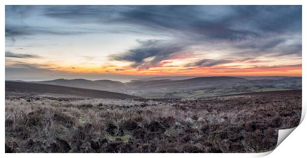 Colourful winter sunrise from Dunkery, Exmoor Print by Shaun Davey