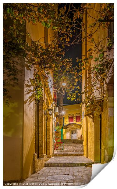 the romantic stairs of the Zampeliou alley in the old town of Ch Print by Stig Alenäs