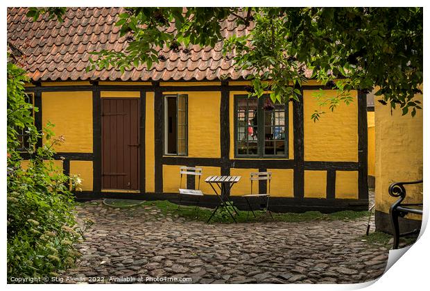 the courtyard behind H C andersen´s  childhood home in Odense Print by Stig Alenäs