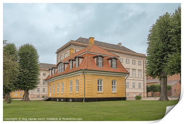 the yellow Ingemann's House at at the Sorø Academy  Print by Stig Alenäs