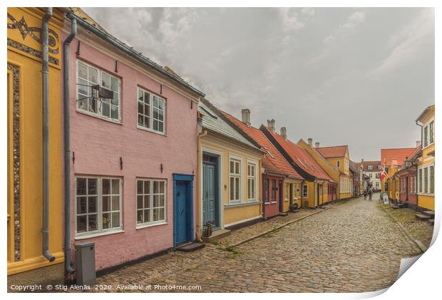  an idyllic street with cobblestone and colourful  Print by Stig Alenäs