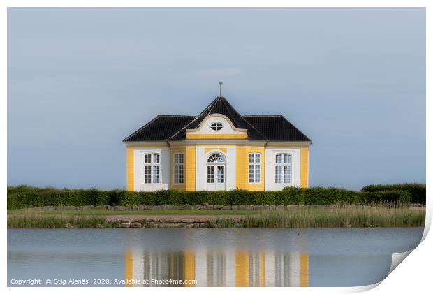 The yellow garden house at Taasinge Castle Print by Stig Alenäs