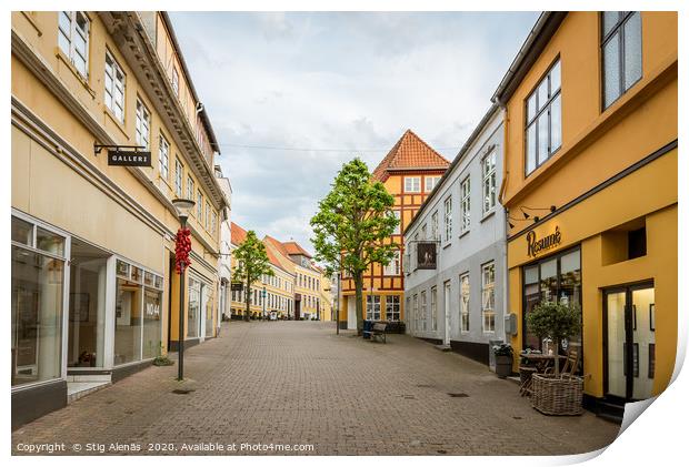 A deserted pedestrian street an evening in june at Print by Stig Alenäs