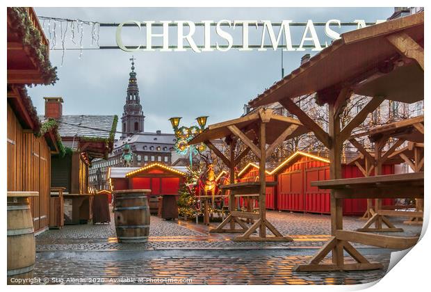 Christmas Market at Amagertorv Copenhagen Print by Stig Alenäs