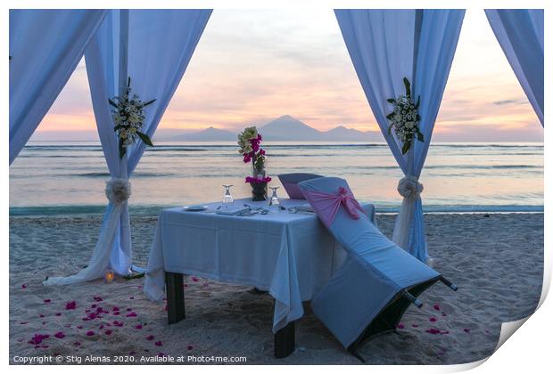 Romantic dinner for two on the beach  Print by Stig Alenäs