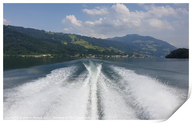 Speed boating at Lake Zug Print by Martin Baroch
