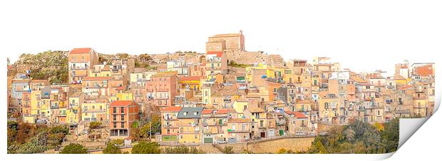 A little Sicilian town.  Print by Steve Taylor