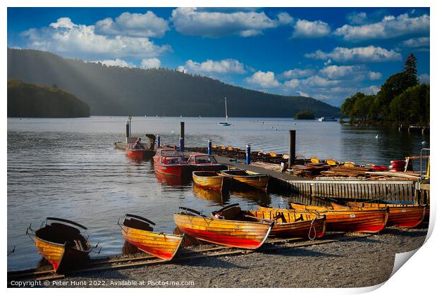 Boats at Windermere Print by Peter Hunt