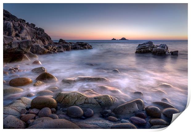 Dusk, Porth Nanven, Cornwall Print by Mick Blakey