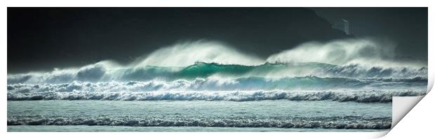 Rolling Surf, Fistral Beach, Cornwall Print by Mick Blakey