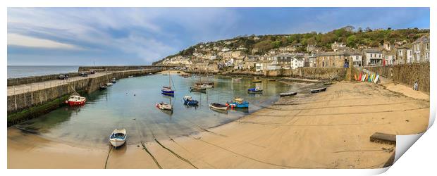 Boats moored in Mousehole harbour, Cornwall Print by Mick Blakey