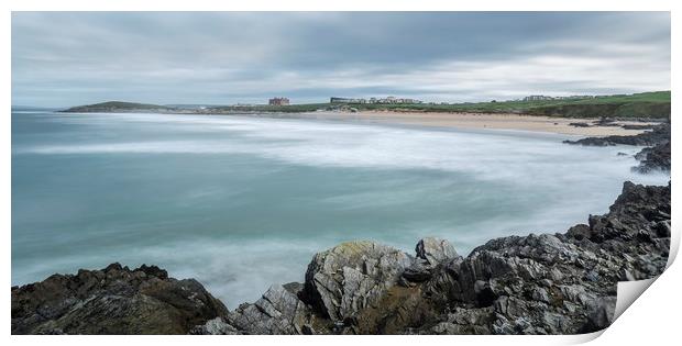 Sweeping Surf, Fistral Beach, Cornwall Print by Mick Blakey