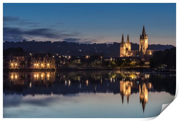 Twilight Reflections, Truro Cathedral, Cornwall Print by Mick Blakey