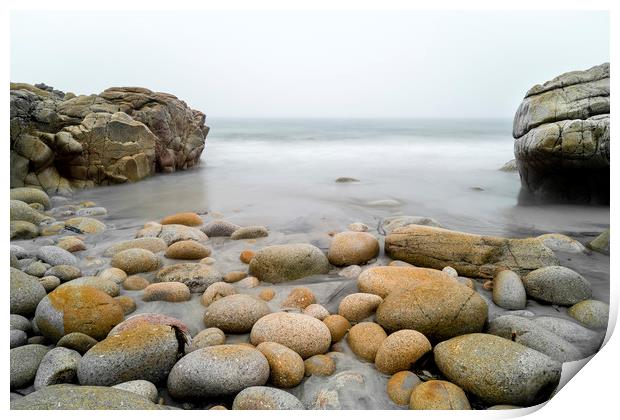 Misty Horizon, Porth Nanven beach, Cornwall. Print by Mick Blakey