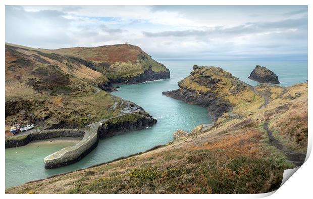 Safe Haven, Boscastle Harbour, Cornwall Print by Mick Blakey