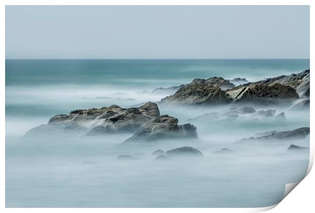 Rocky Outcrop with Mist Print by Mick Blakey