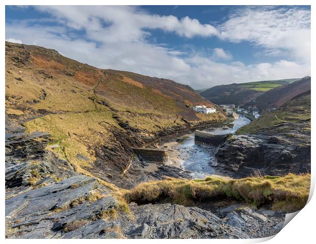Rugged Harbour, Boscastle, Cornwall Print by Mick Blakey