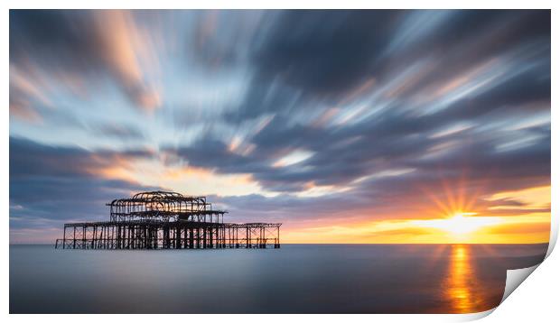 Brighton West Pier, Sunset Print by Mark Jones