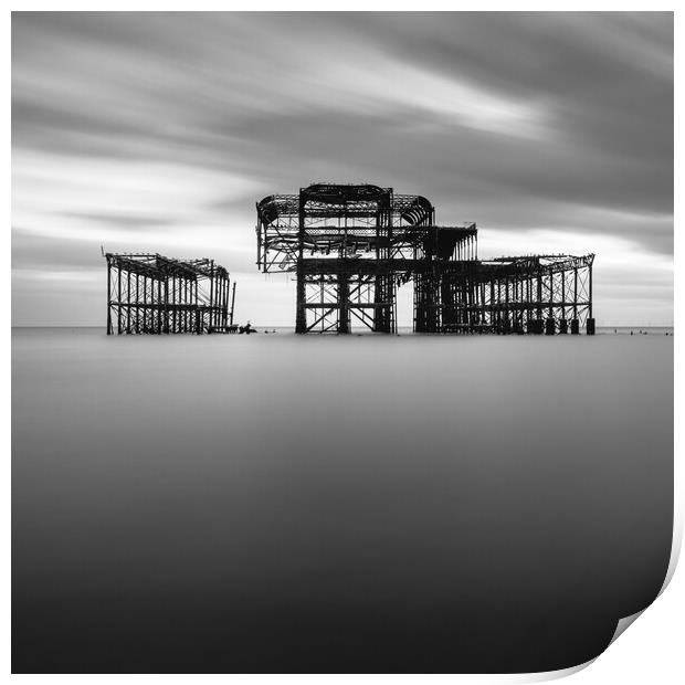 Brighton West Pier, Dramatic Sky Print by Mark Jones